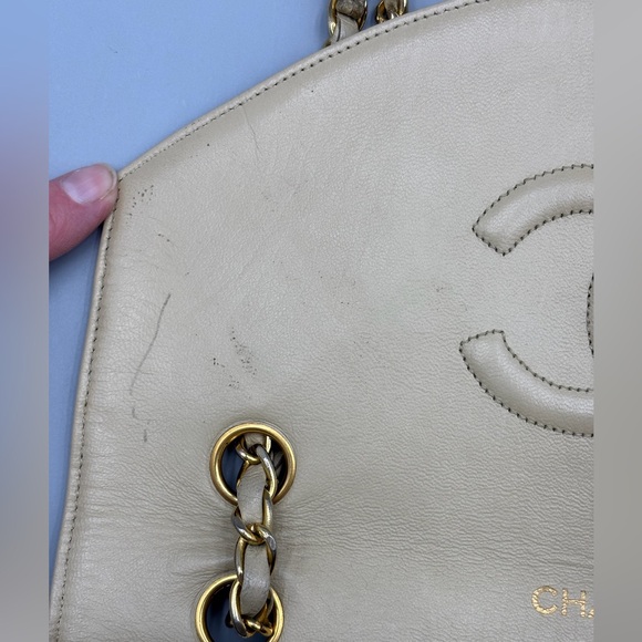 Chanel single flap lambskin beige square chain bag - Picture 12 of 16